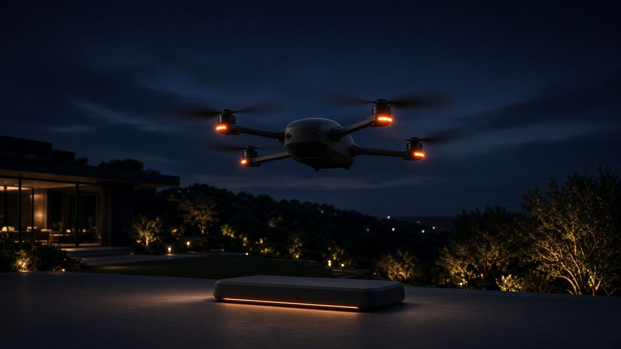 Deploy: drone rising from the dock for live verification