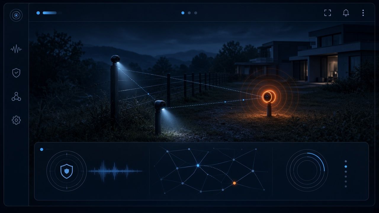 Detect: night property sensors and a dock pulse on the perimeter